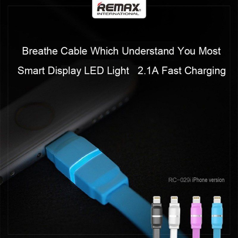 Кабель USB - Lightning Remax Breathe RC-029i 1M, синий