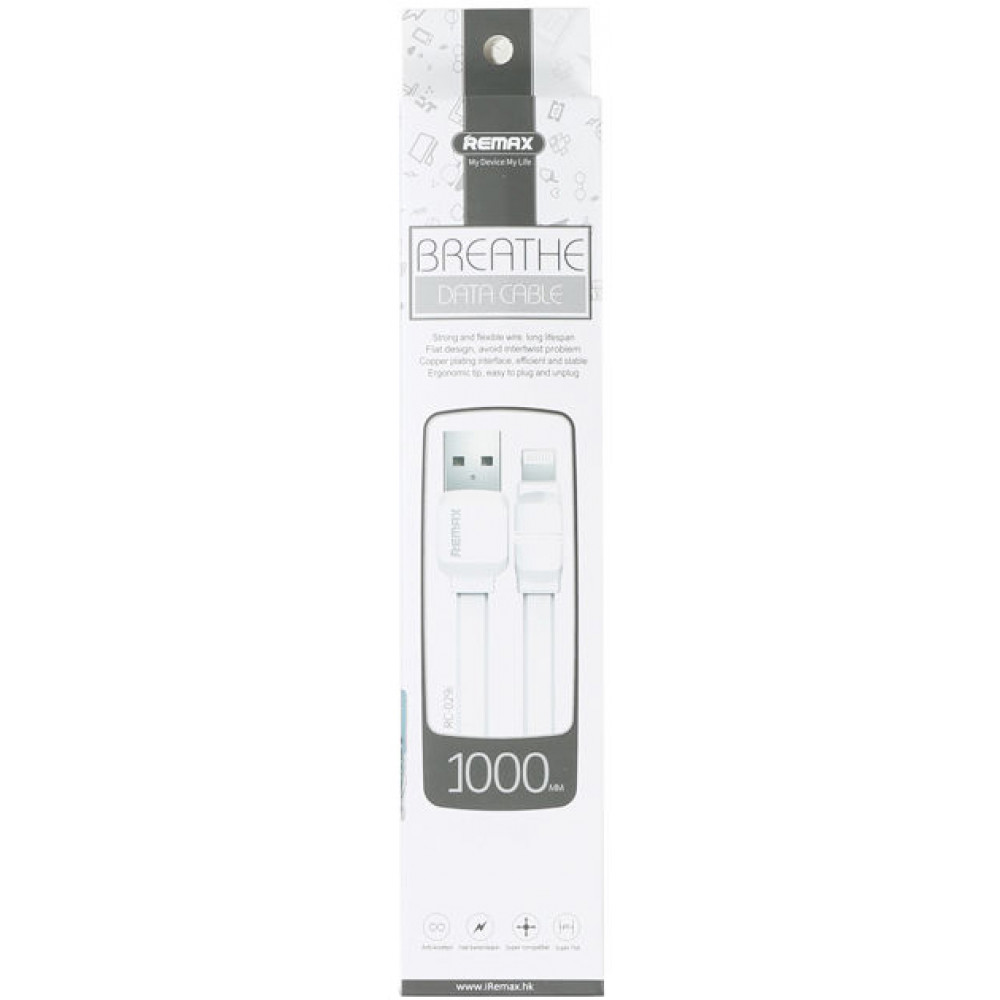 Кабель USB - Lightning Remax Breathe RC-029i 1M, белый