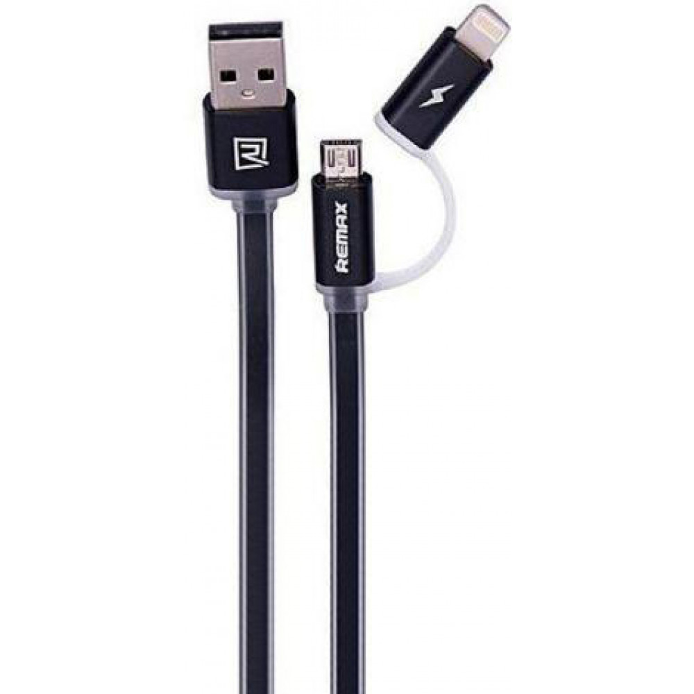 Кабель USB - Lightning + Micro USB 2в1 Remax Aurora RC-020t, черный