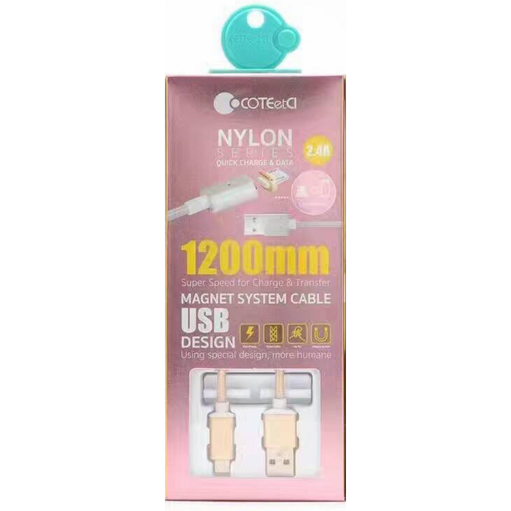 Кабель USB - Micro USB магнитный COTEetCI, розовый