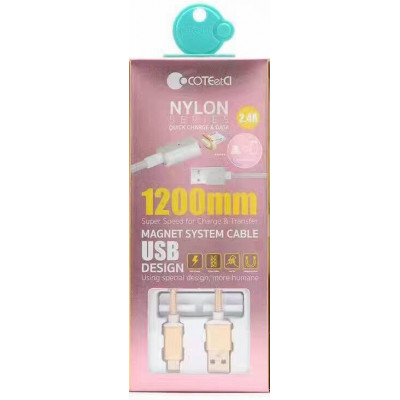Кабель USB - Micro USB магнитный COTEetCI, розовый