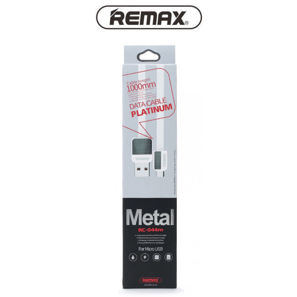 Кабель USB - Micro USB Remax Platinum Metal RC-044m 1M, белый