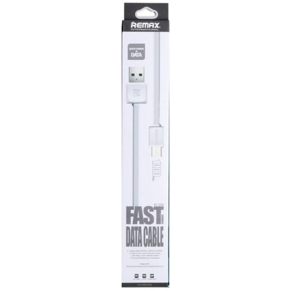 Кабель USB - Micro USB Remax Fast Data RC-008m 1М, белый