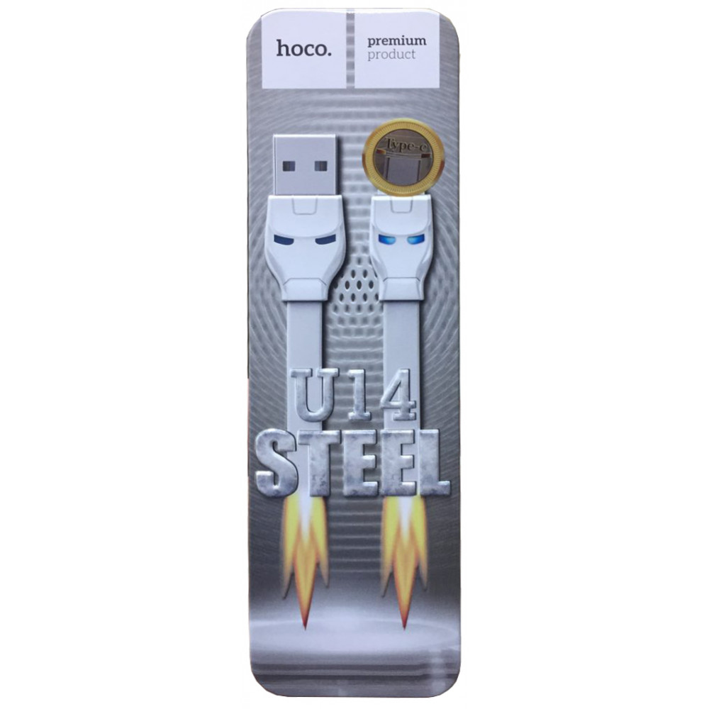 Кабель USB - TYPE-C hoco. U14 Steel, белый