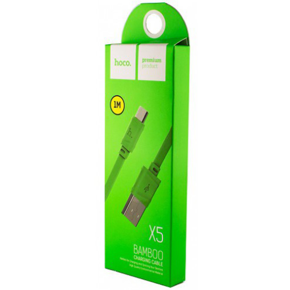 Кабель USB - TYPE - C hoco. X5 Bamboo 1M, зеленый