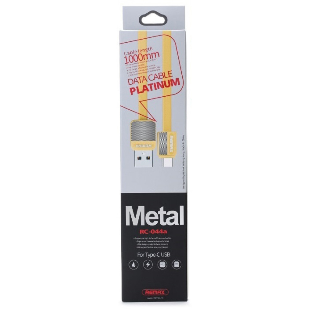Кабель USB - TYPE-C Remax Platinum Metal RC-044a 1M, золотой
