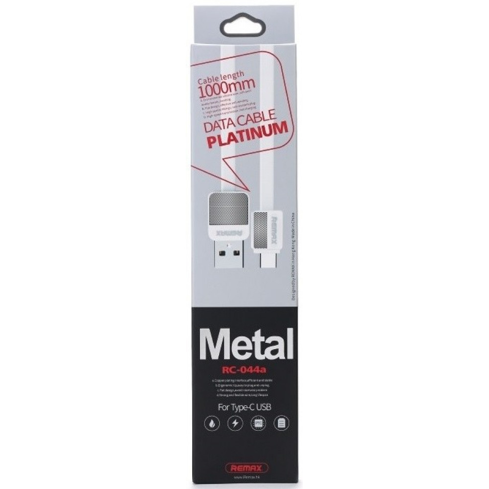 Кабель USB - TYPE-C Remax Platinum Metal RC-044a 1M, белый