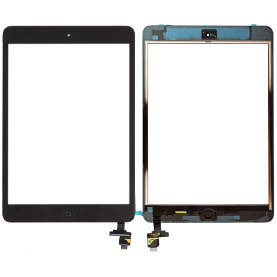 Сенсорное стекло (тачскрин) для iPad Mini/ Mini 2 с кнопкой HOME и контроллером, черное