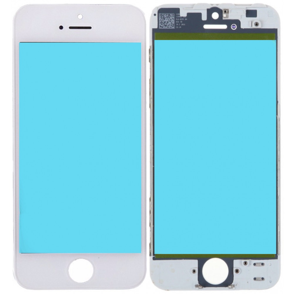 Стекло дисплея с OCA плёнкой и рамкой для iPhone 5, белое
