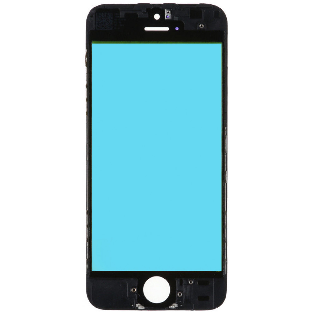 Стекло дисплея с OCA плёнкой и рамкой для iPhone 5S, черное