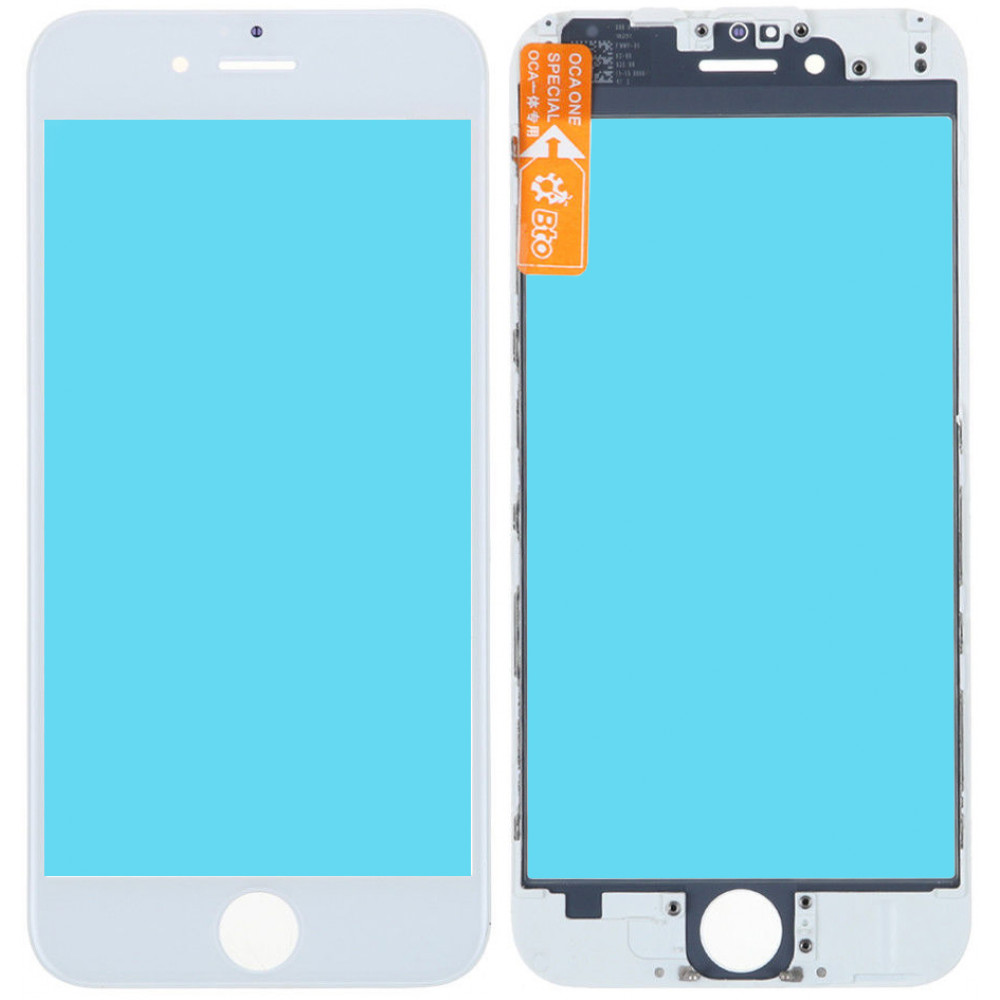 Стекло дисплея с OKA плёнкой и рамкой для iPhone 6, белое