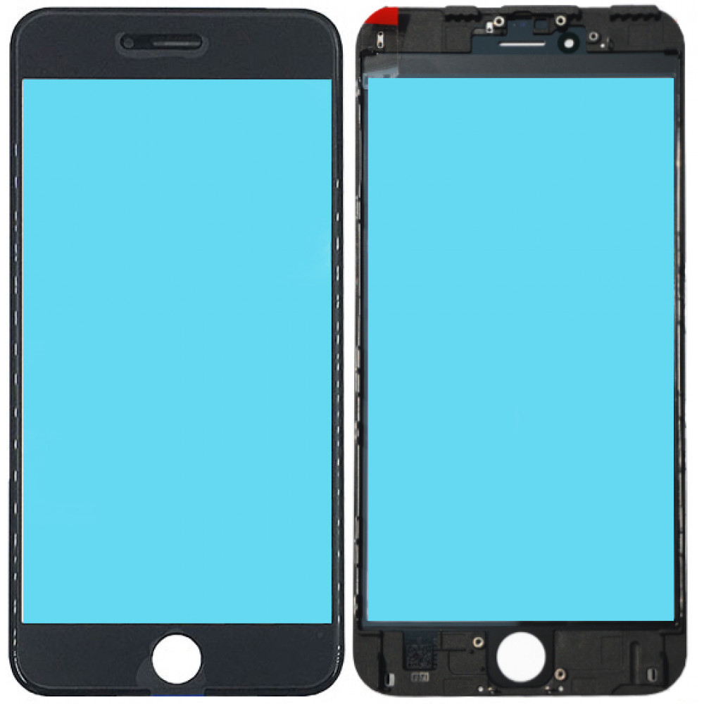 Стекло дисплея с OKA плёнкой и рамкой для iPhone 6S Plus, черное