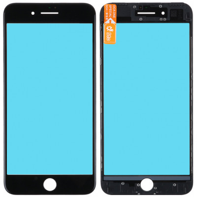 Стекло дисплея с OCA плёнкой и рамкой для iPhone 7 Plus, черное