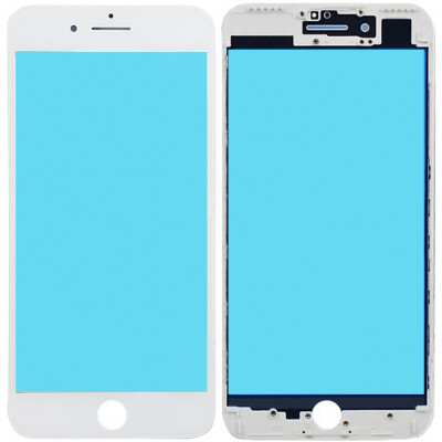 Стекло дисплея с OCA плёнкой и рамкой для iPhone 7 Plus, белое