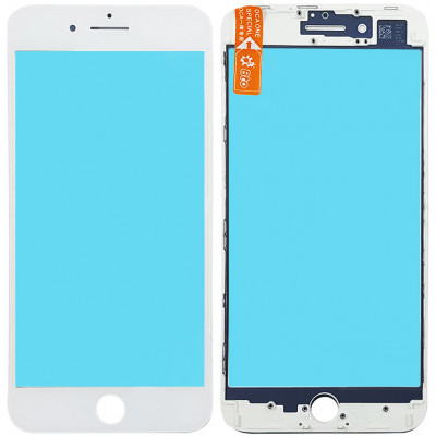 Стекло дисплея с OCA плёнкой и рамкой для iPhone 8 Plus, белое