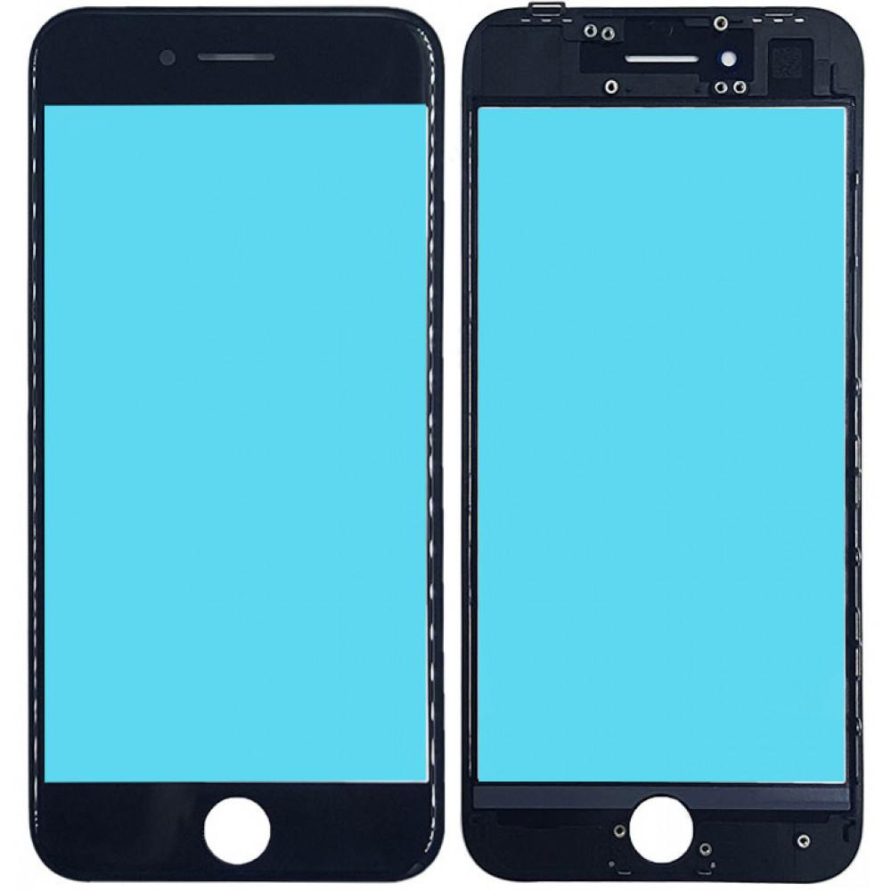 Стекло дисплея с OCA плёнкой и рамкой для iPhone 8, черное