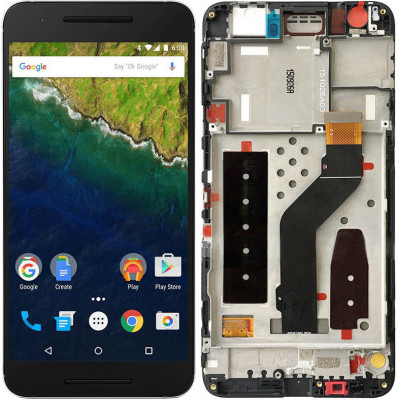 Дисплей для Huawei Google Nexus 6P в сборе с тачскрином и рамкой, черный