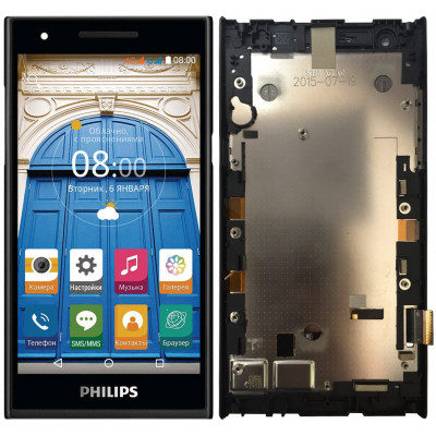 Дисплей для Philips Xenium S396 в сборе с тачскрином и рамкой, черный