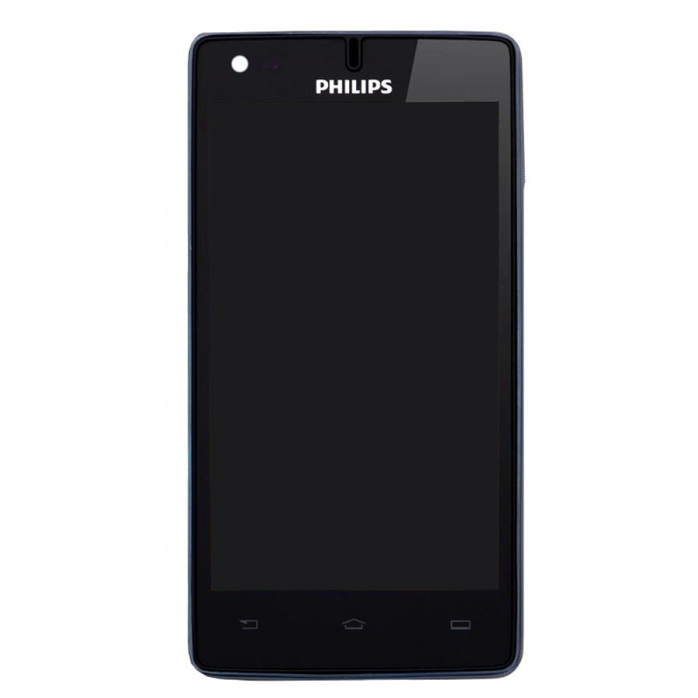Дисплей для Philips Xenium W737 в сборе с тачскрином и рамкой, черный