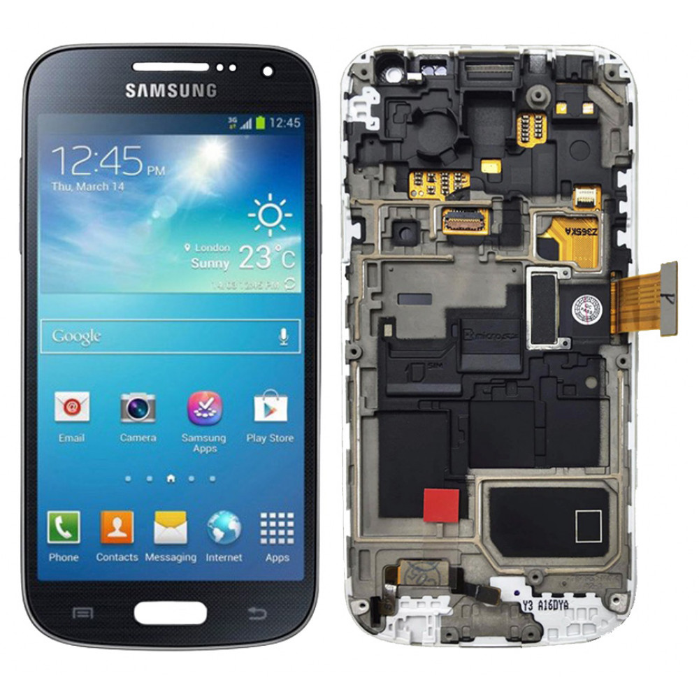 Дисплей для Samsung Galaxy S4 Mini (i9190) в сборе с тачскрином и рамкой, черный