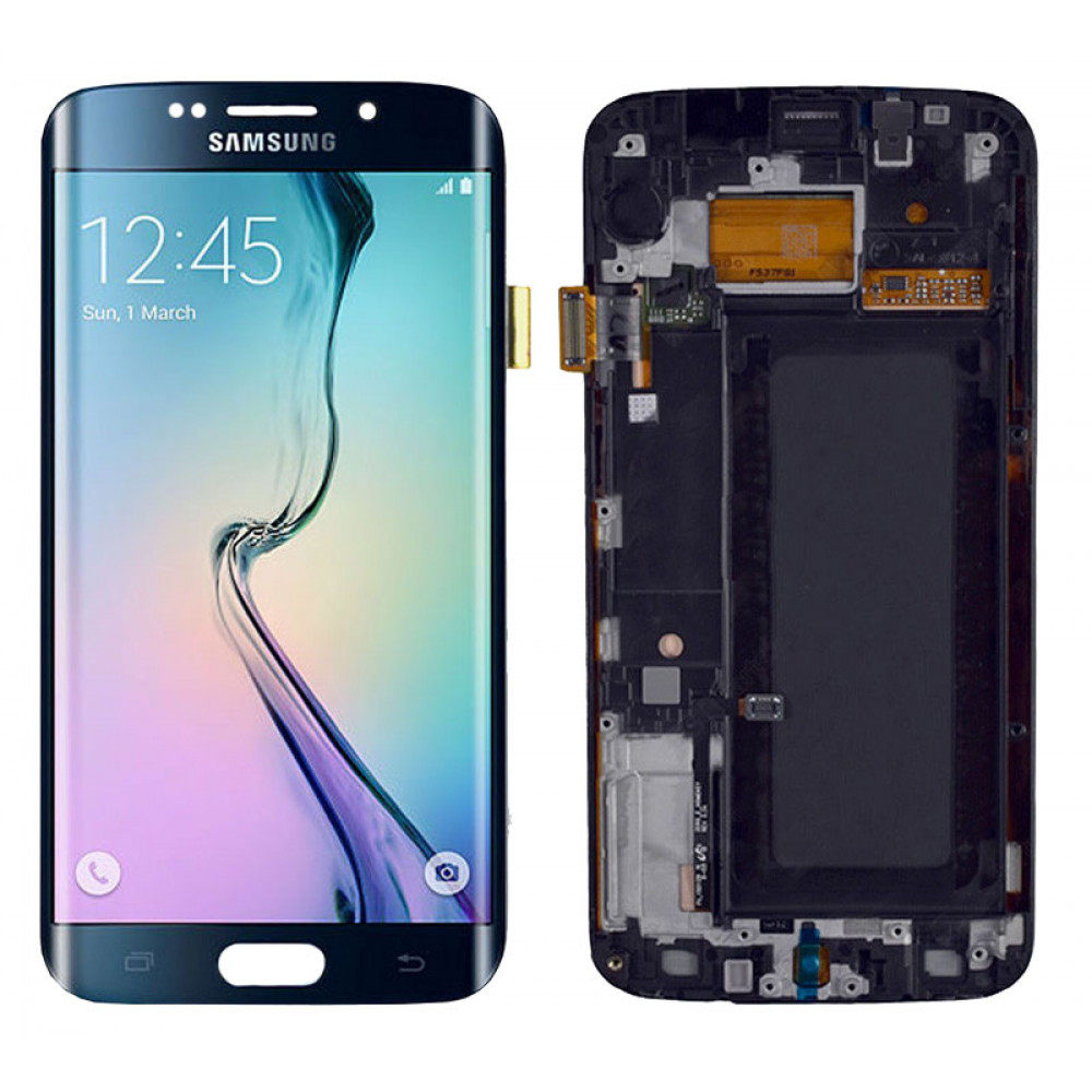 Дисплей для Samsung Galaxy S6 EDGE (G925F) в сборе с тачскрином и рамкой, голубой