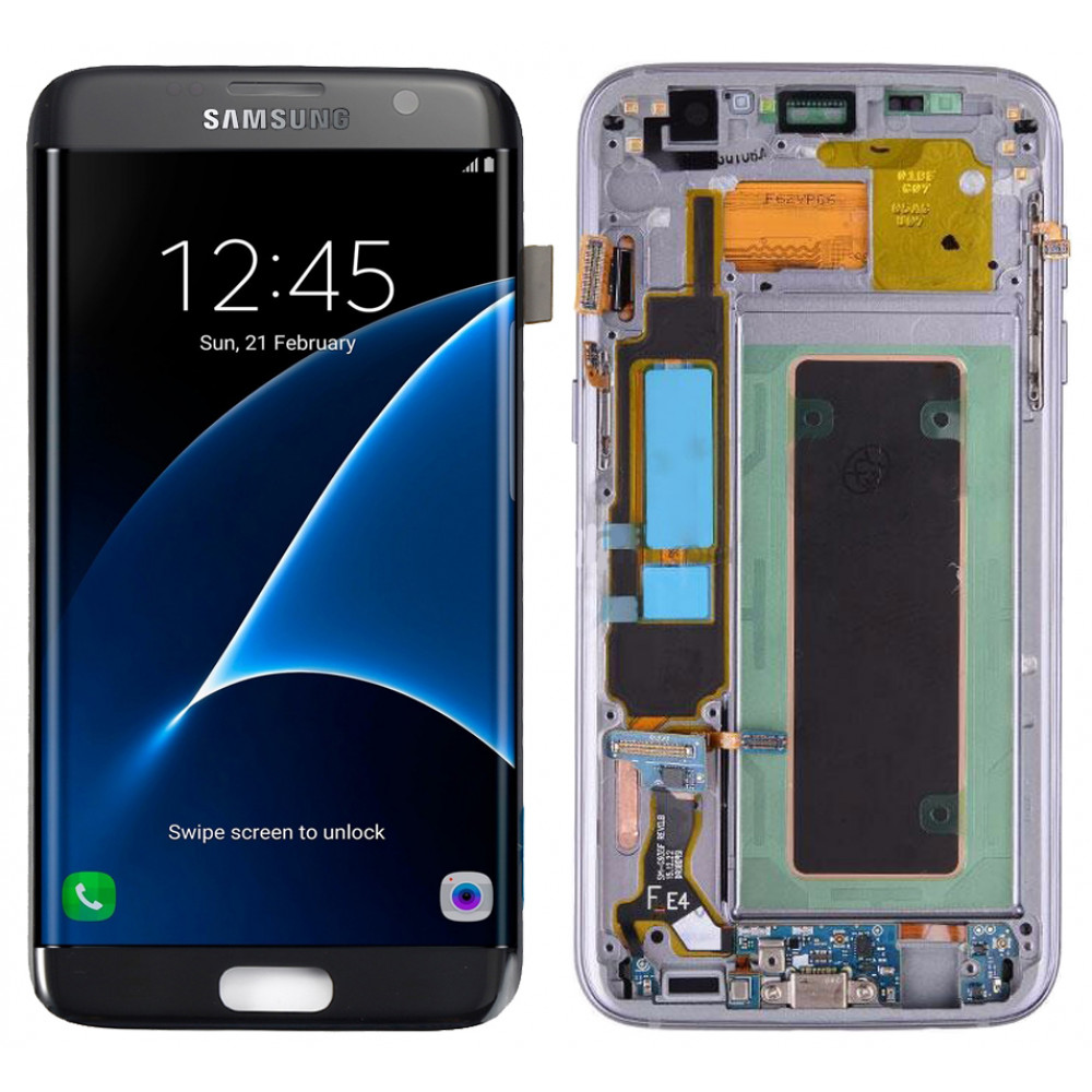 Дисплей для Samsung Galaxy S7 EDGE (G935) в сборе с тачскрином и рамкой, черный