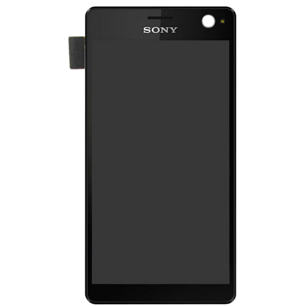 Дисплей для Sony Xperia C4 в сборе с тачскрином и рамкой, черный