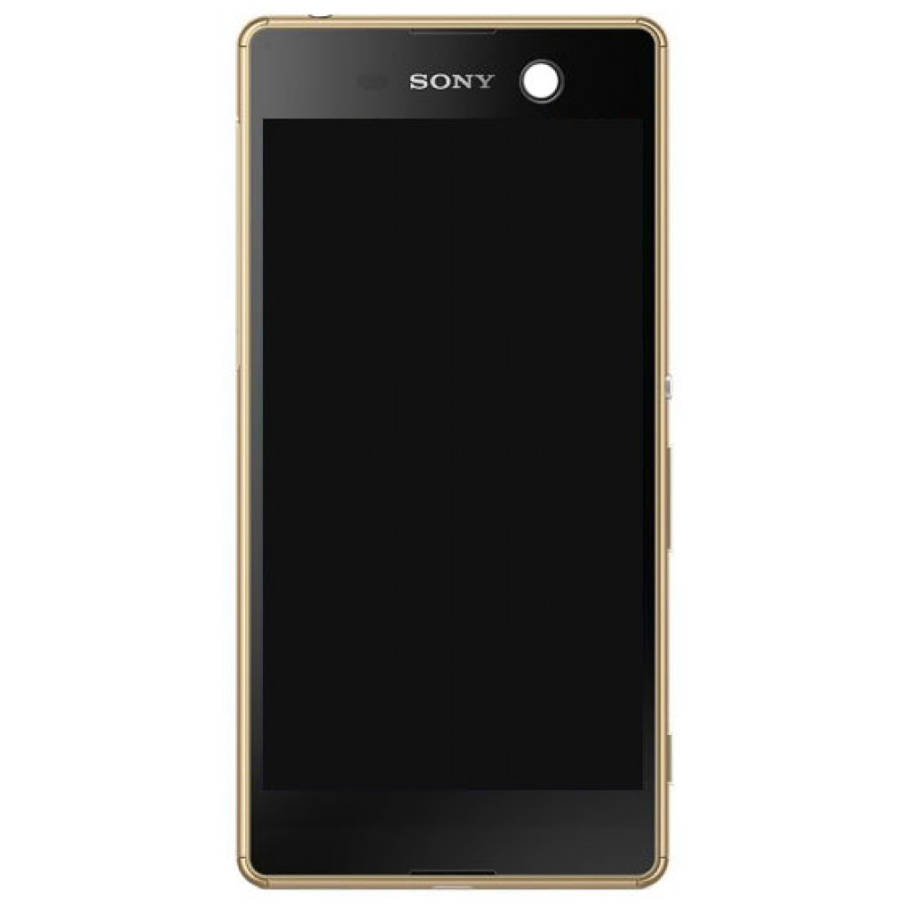 Дисплей для Sony Xperia M5 в сборе с тачскрином и рамкой, золотой