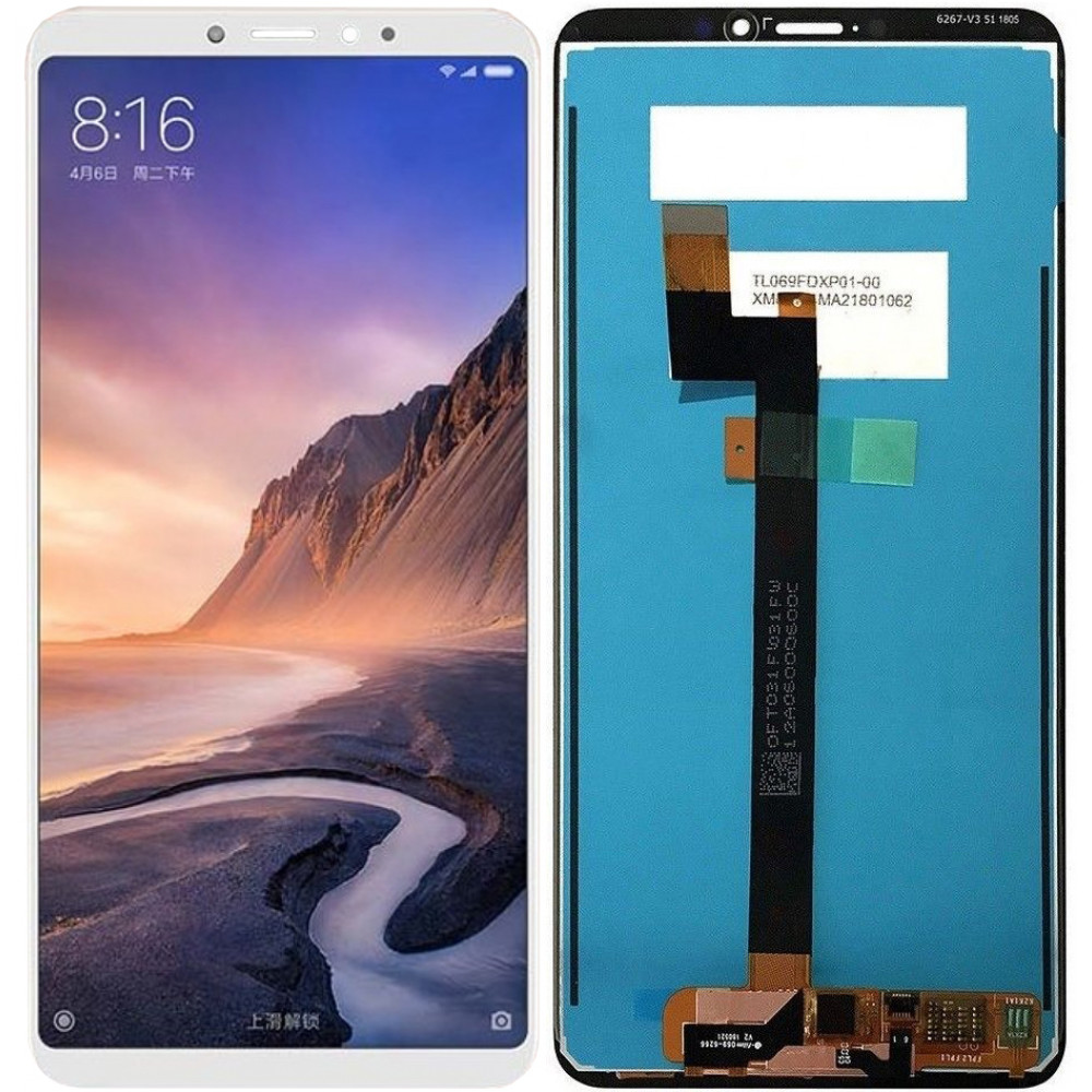 Дисплей для Xiaomi Mi Max 3 в сборе с тачскрином, белый
