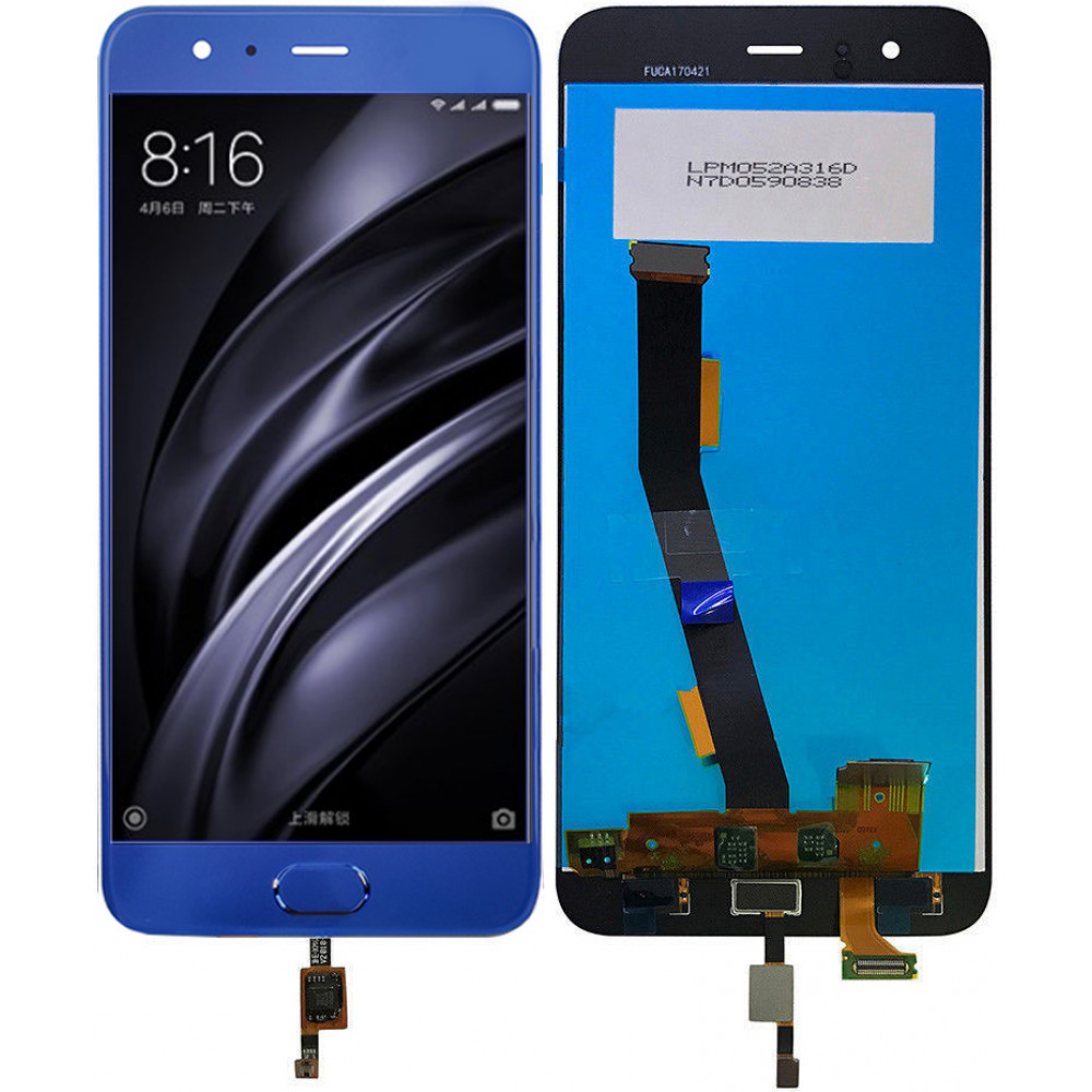 Дисплей для Xiaomi Mi6 в сборе с тачскрином и датчиком отпечатка, синий