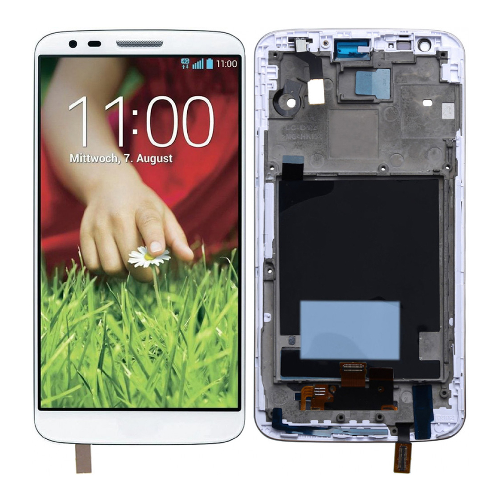 Дисплей для LG G2 (D802) в сборе с тачскрином и рамкой, белый